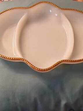 Vtg Milk glass Fire King oven ware serving plate